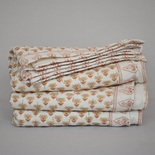 Clara Botanical Hand Block Printed Quilt