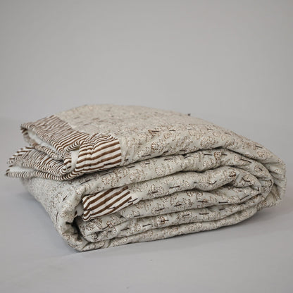 Evan Floral Hand Block Printed Quilt