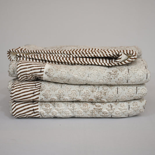 Evan Floral Hand Block Printed Quilt
