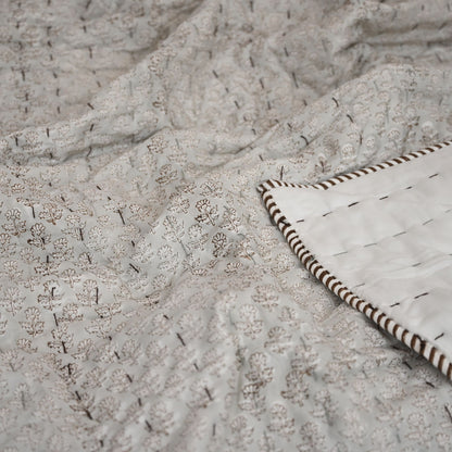 Evan Floral Hand Block Printed Quilt