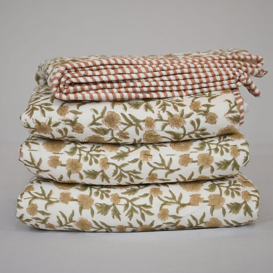 Charity Floral Hand Block Printed Quilt