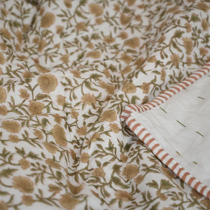 Charity Floral Hand Block Printed Quilt