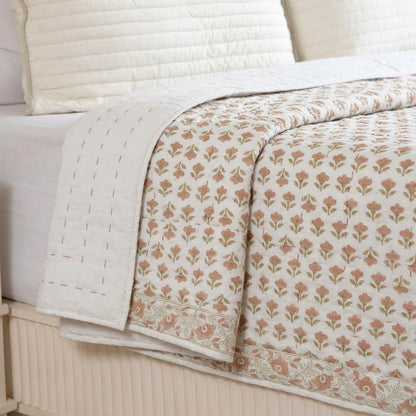 Collen Floral Hand Block Printed Quilt