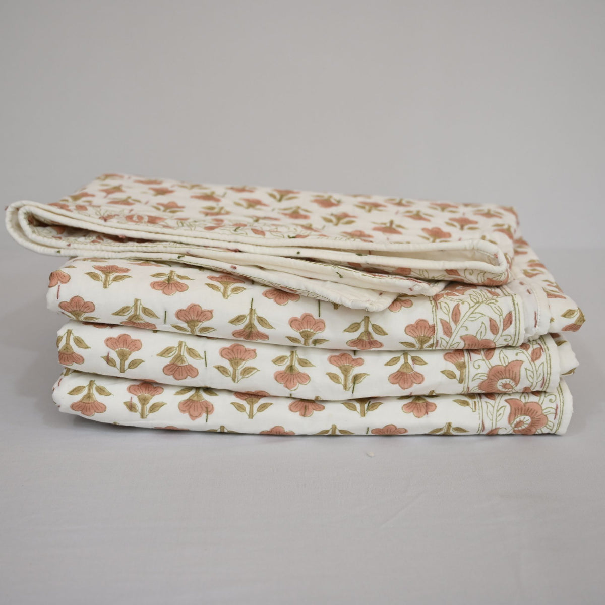Collen Floral Hand Block Printed Quilt
