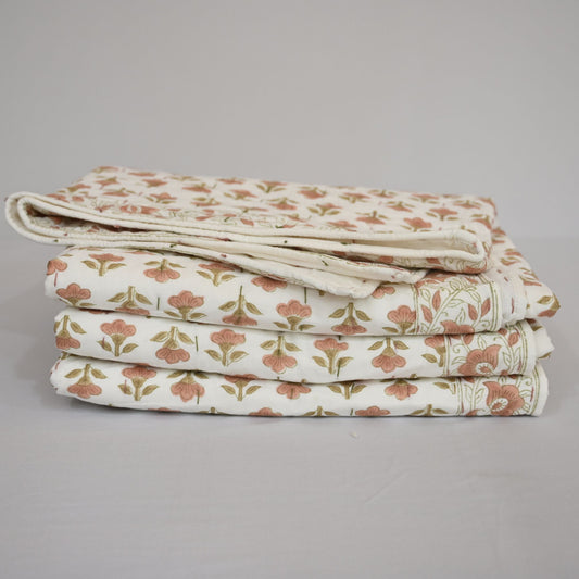 Collen Floral Hand Block Printed Quilt