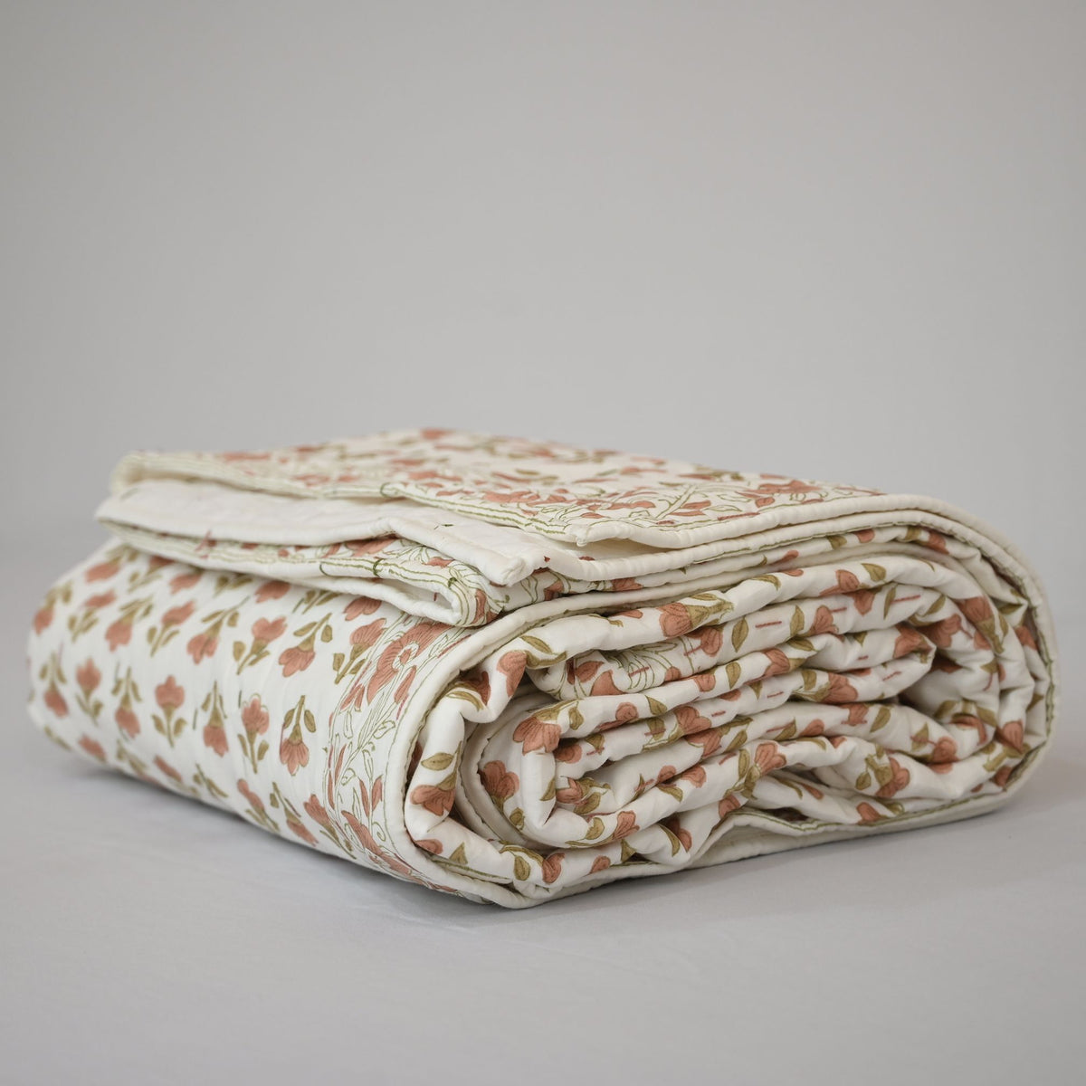 Collen Floral Hand Block Printed Quilt