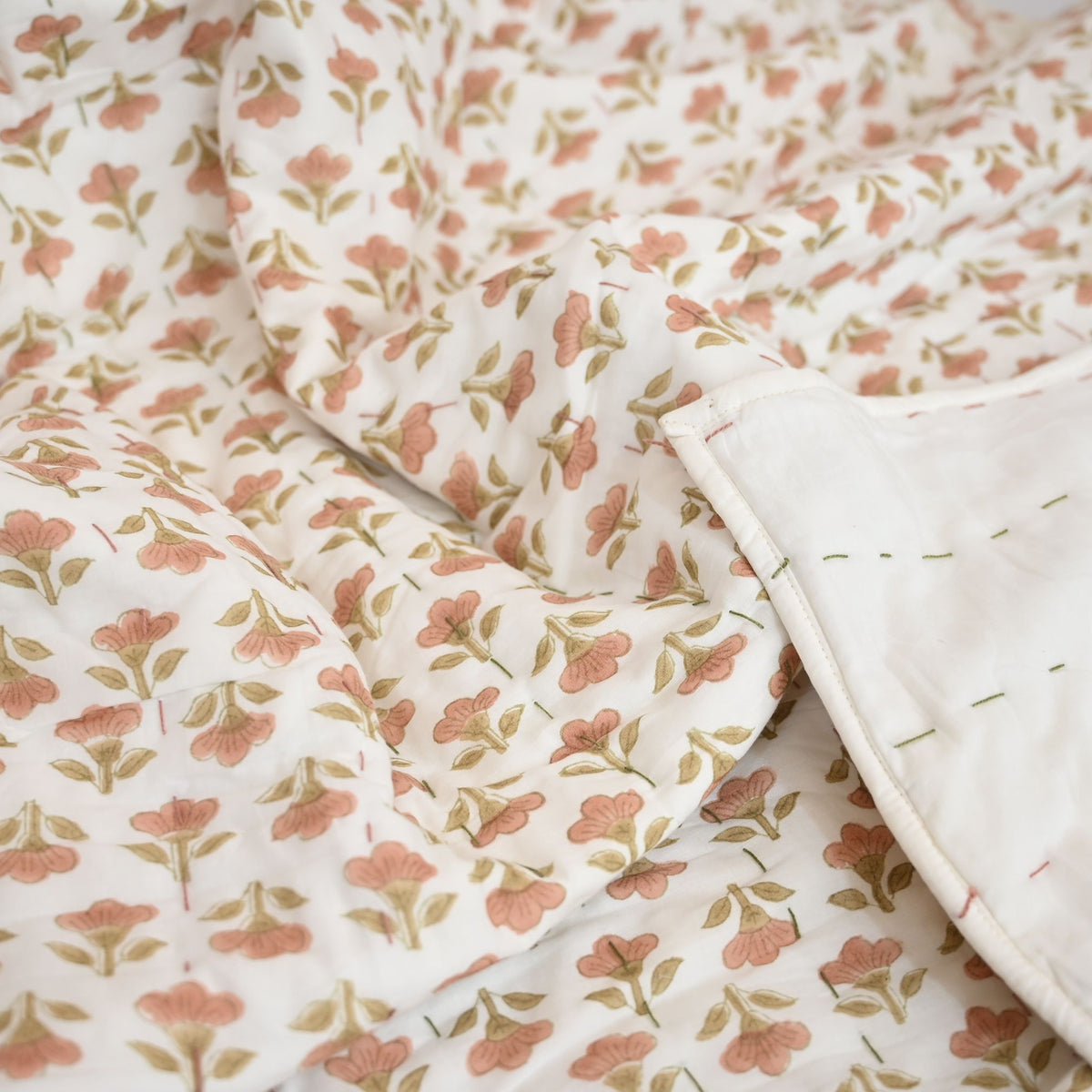 Collen Floral Hand Block Printed Quilt