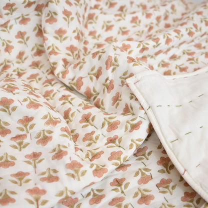 Collen Floral Hand Block Printed Quilt