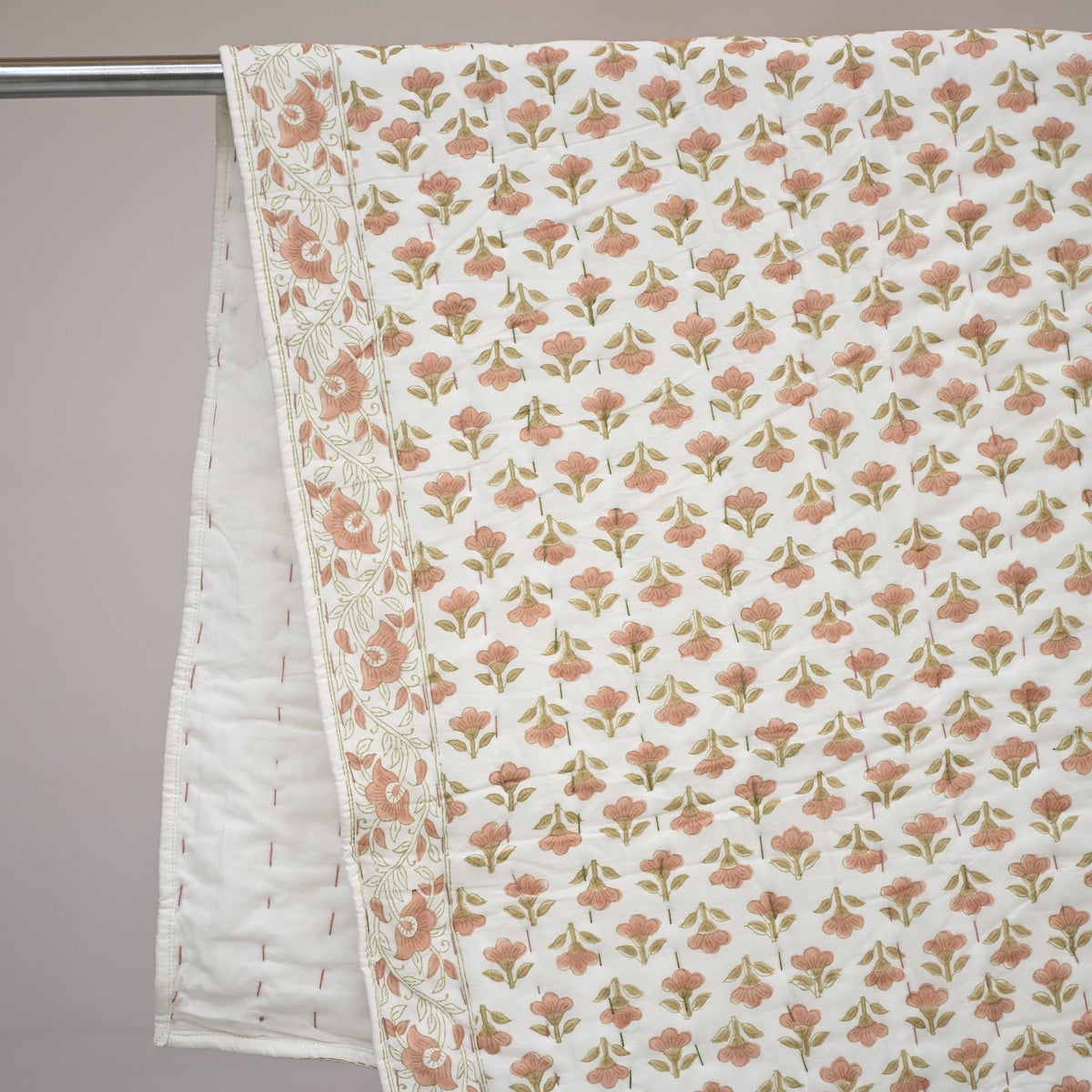 Collen Floral Hand Block Printed Quilt