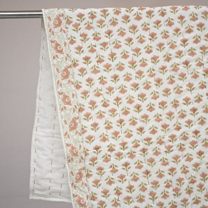 Collen Floral Hand Block Printed Quilt