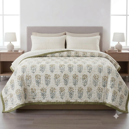 Cole Botanical Hand Block Printed Quilt