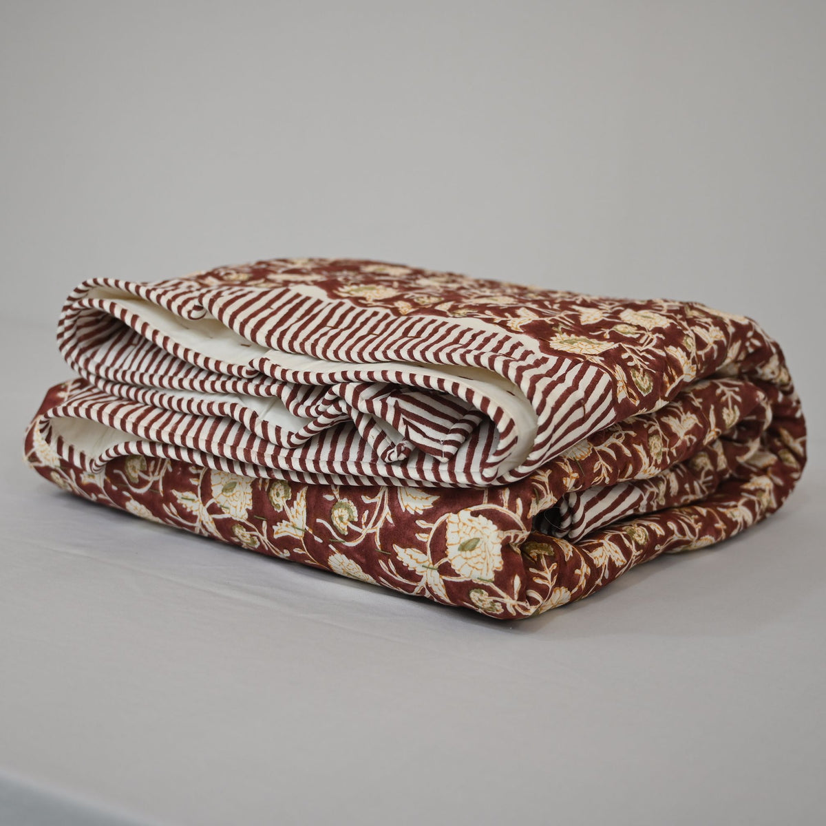 Damian Floral Hand Block Printed Quilt