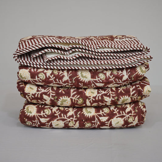 Damian Floral Hand Block Printed Quilt
