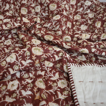 Damian Floral Hand Block Printed Quilt