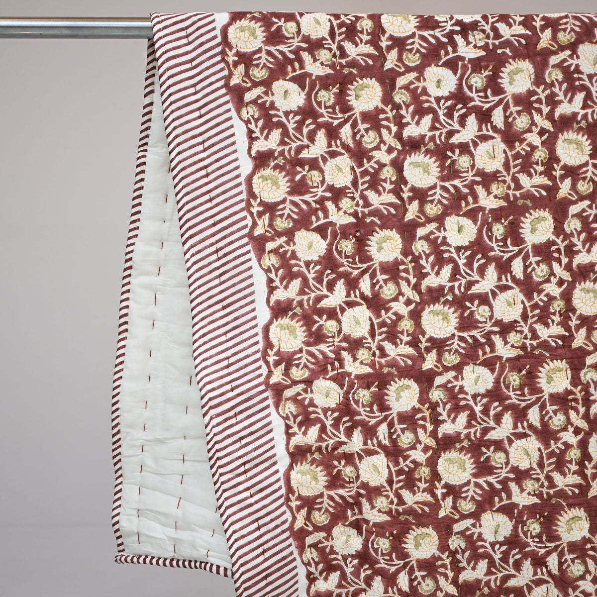 Damian Floral Hand Block Printed Quilt