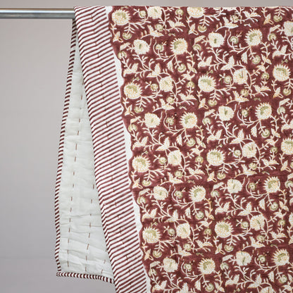 Damian Floral Hand Block Printed Quilt