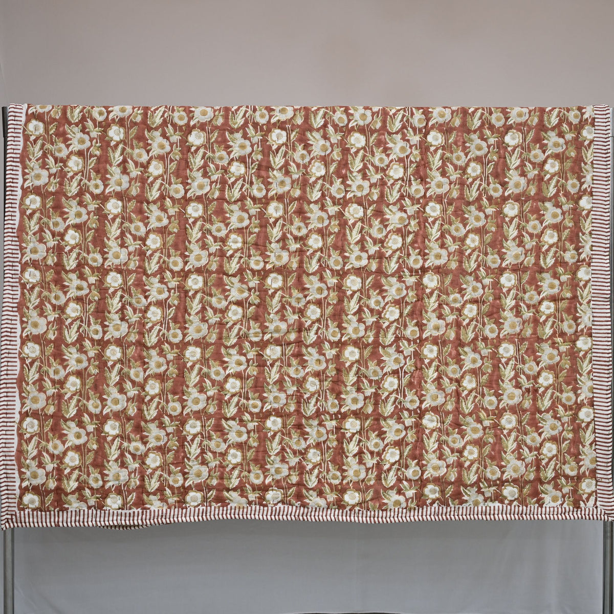 Tristan Floral Hand Block Printed Quilt