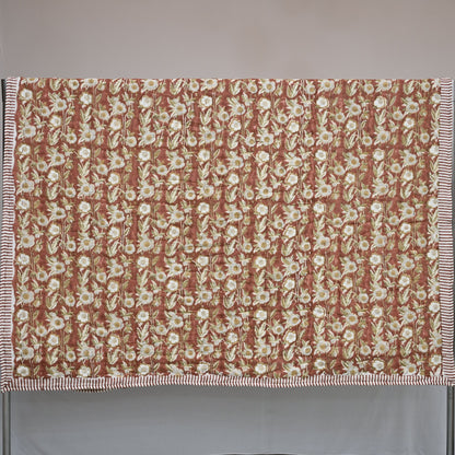 Tristan Floral Hand Block Printed Quilt