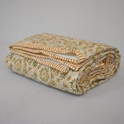 Gavin Floral Hand Block Printed Quilt