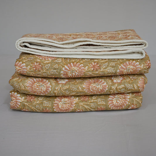 Gavin Floral Hand Block Printed Quilt