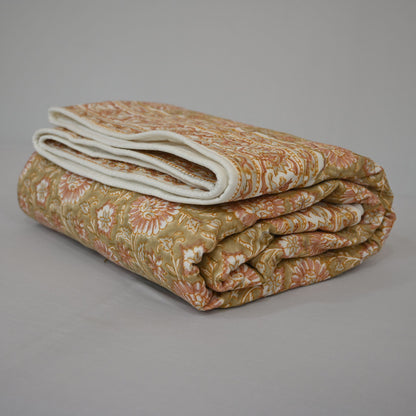 Gavin Floral Hand Block Printed Quilt