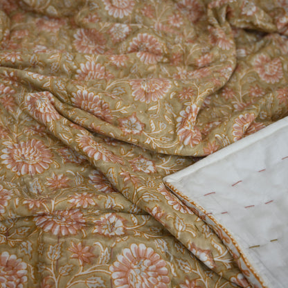 Gavin Floral Hand Block Printed Quilt