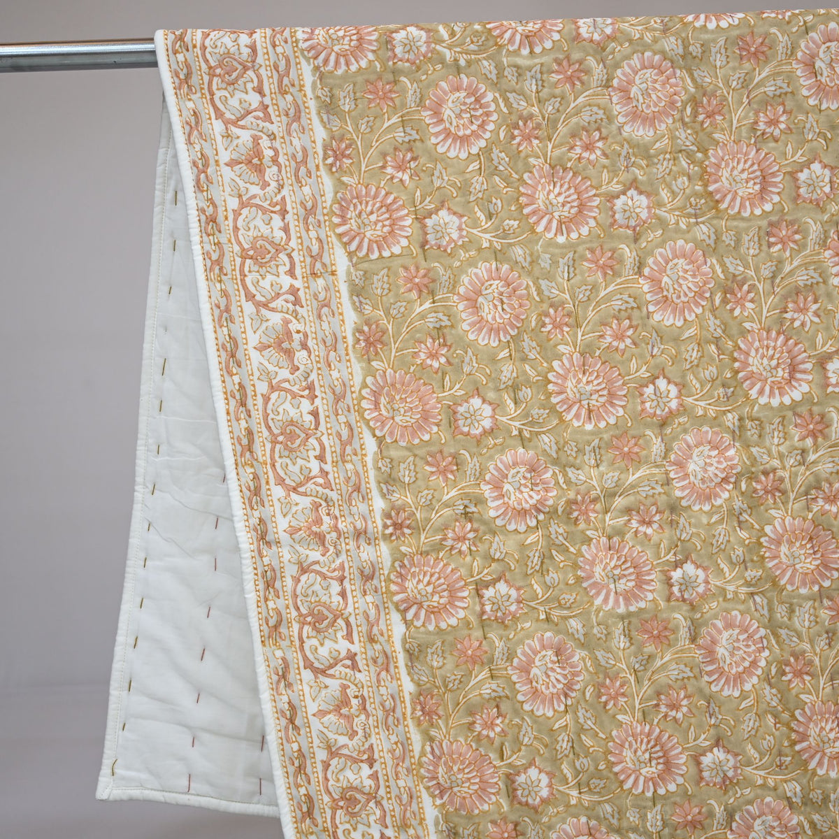 Gavin Floral Hand Block Printed Quilt