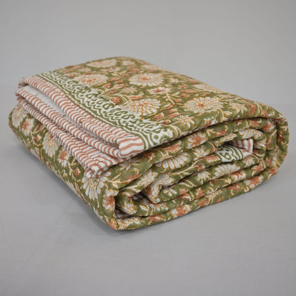 Gavin Floral Hand Block Printed Quilt