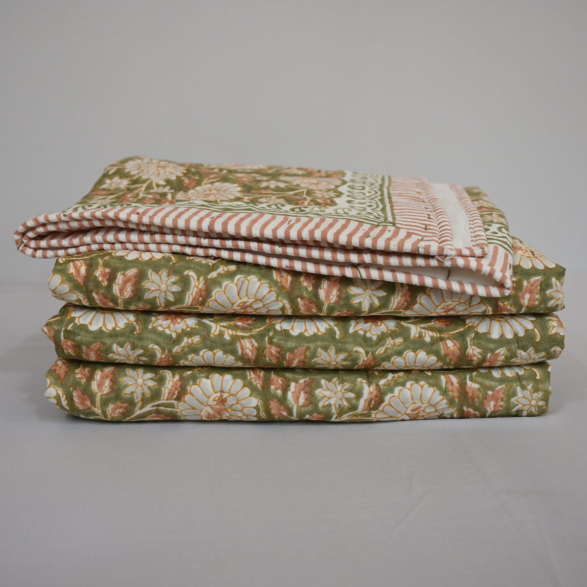 Gavin Floral Hand Block Printed Quilt