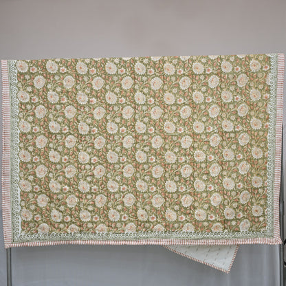 Gavin Floral Hand Block Printed Quilt