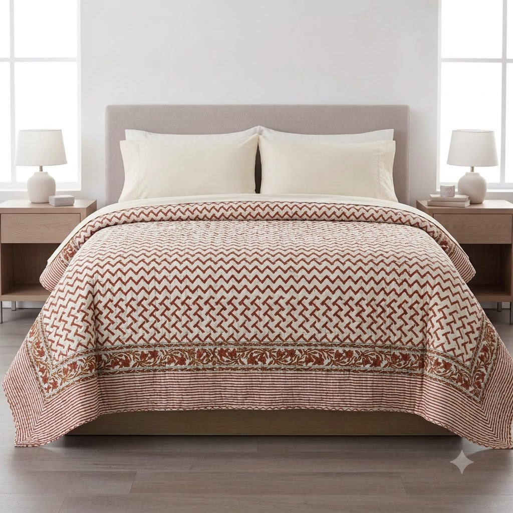 Liam Hand Block Printed Quilt