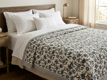 Nolan Floral Hand Block Printe Quilt