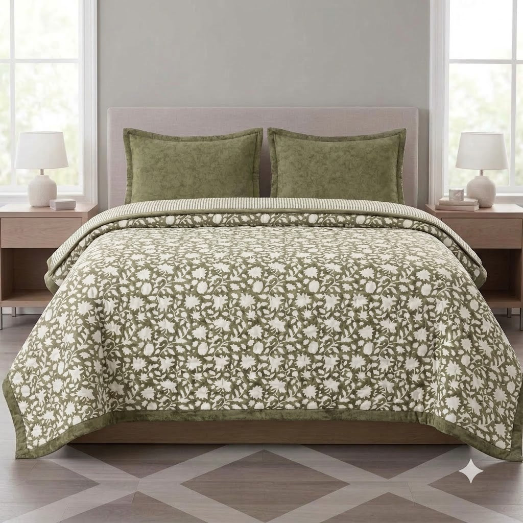 Martin Floral Hand Block Printed Quilt