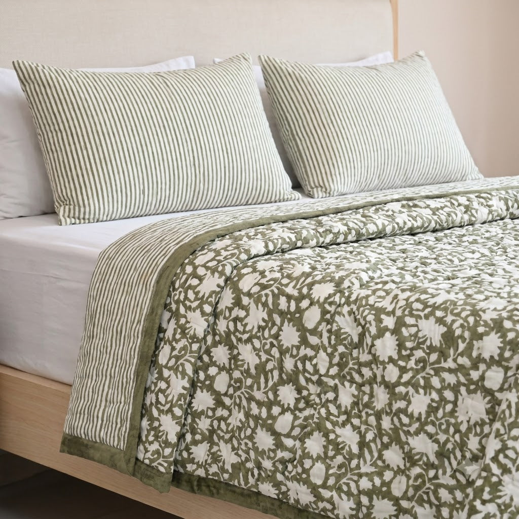 Martin Floral Hand Block Printed Quilt