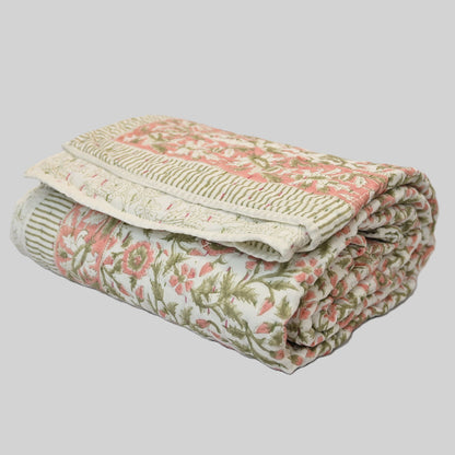 Everett Floral Hand Block Printed Quilt