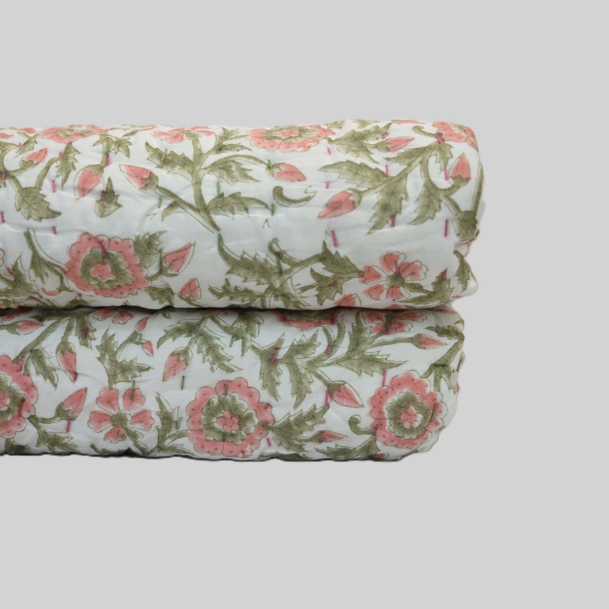 Everett Floral Hand Block Printed Quilt