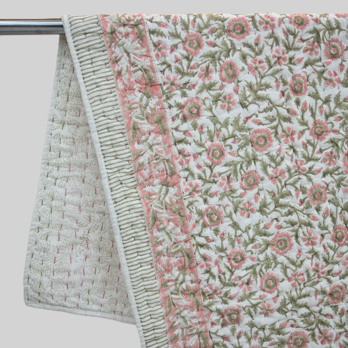 Everett Floral Hand Block Printed Quilt