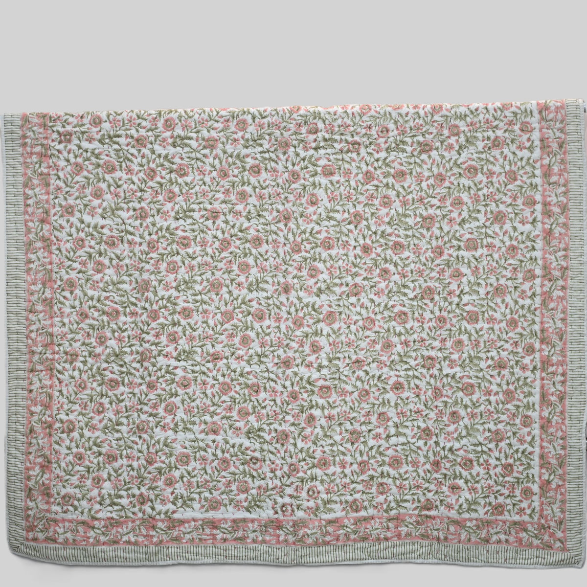 Everett Floral Hand Block Printed Quilt