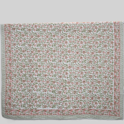 Everett Floral Hand Block Printed Quilt