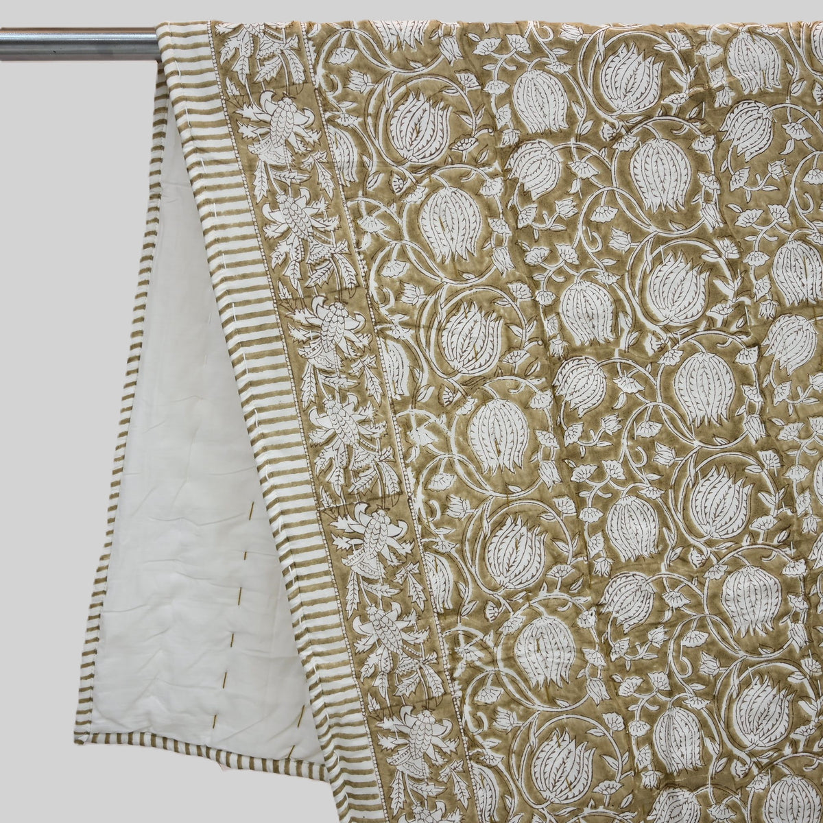 Bennet Floral Hand Block Printed Quilt