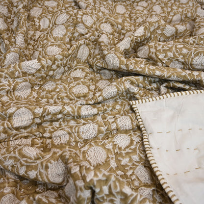 Bennet Floral Hand Block Printed Quilt