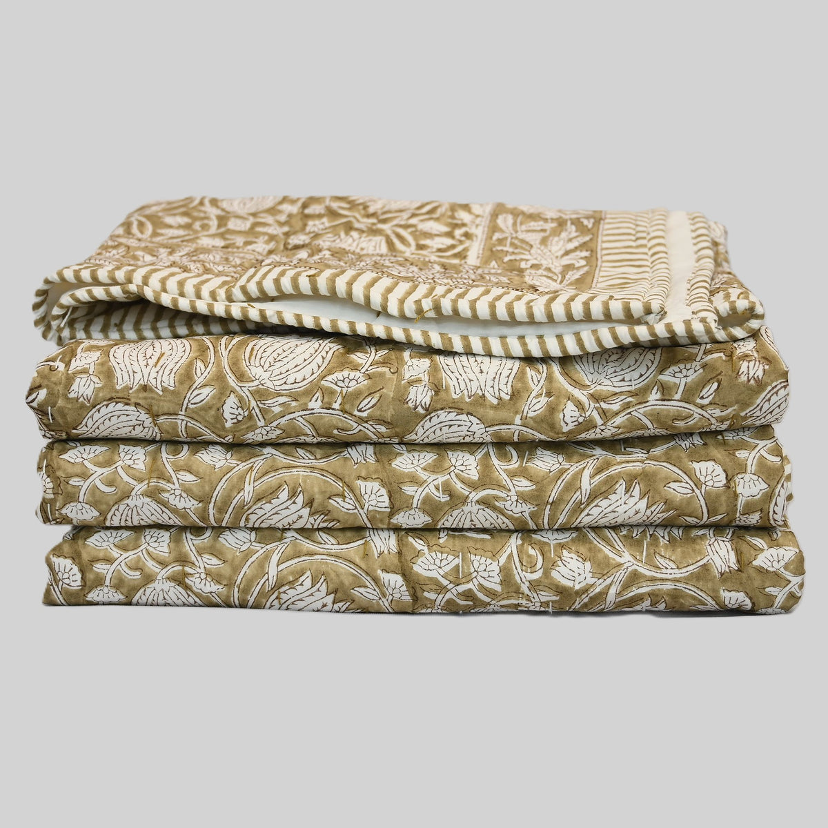 Bennet Floral Hand Block Printed Quilt