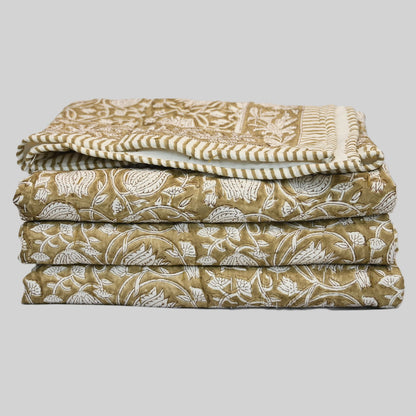 Bennet Floral Hand Block Printed Quilt