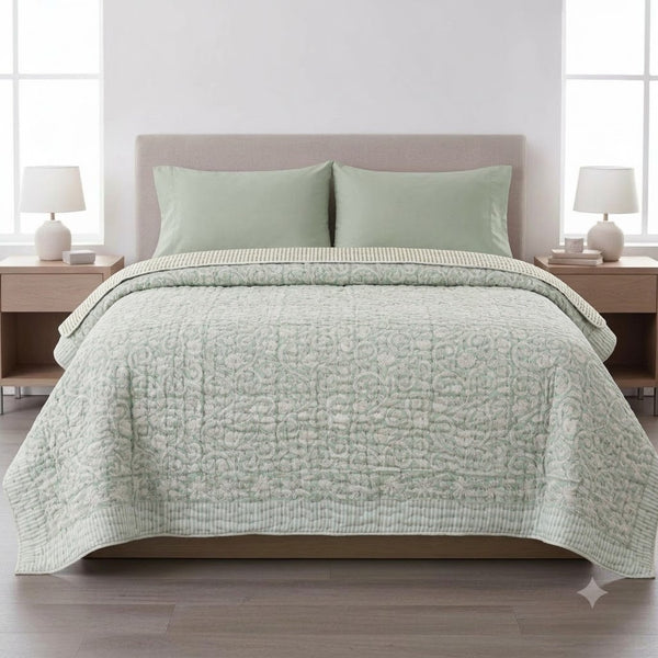 Harrison Botanical Hand Block Printed Quilt