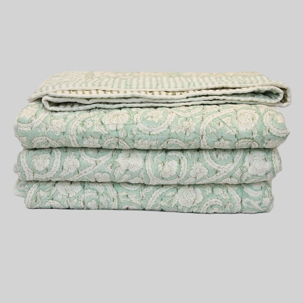 Harrison Botanical Hand Block Printed Quilt