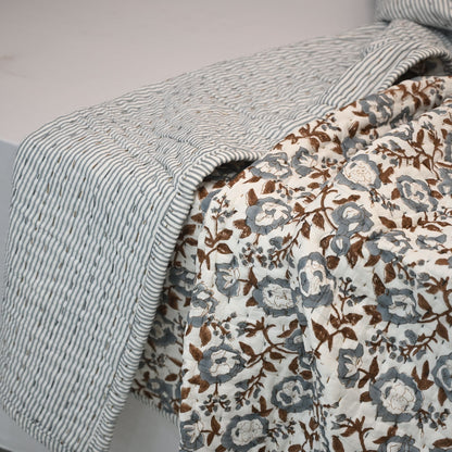 Wesley Floral Hand Block Printe Quilt