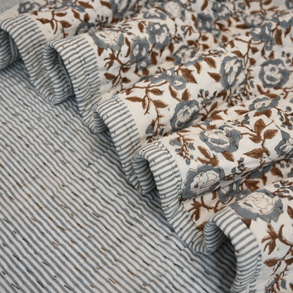 Wesley Floral Hand Block Printe Quilt