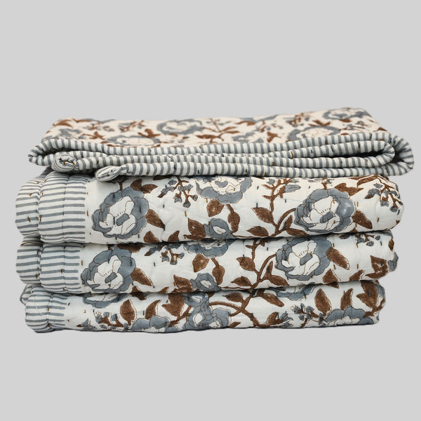 Wesley Floral Hand Block Printe Quilt