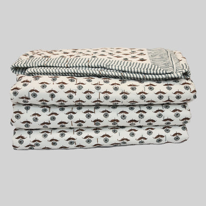 Calvin Floral Hand Block Printe Quilt