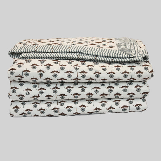 Calvin Floral Hand Block Printe Quilt